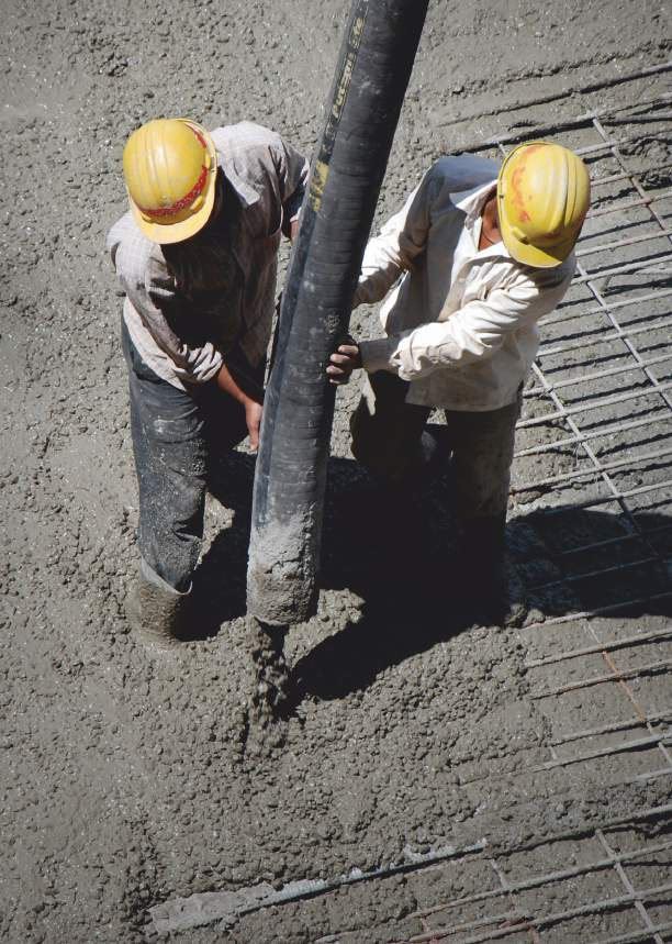 Concrete placement at site